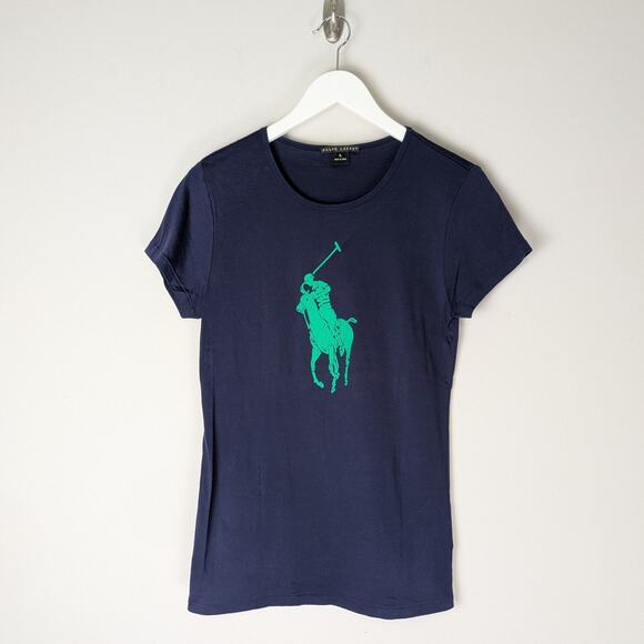 Ralph Lauren Black Label Navy Blue Big Polo Pony Logo T Shirt XL - Picture 3 of 8